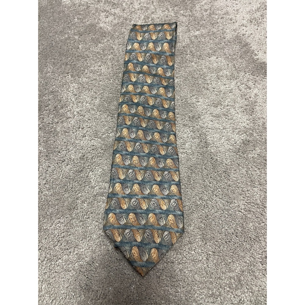 Jos. A. Bank Signature Collection Silk Tie Blue Gold Geometric Pattern